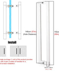 Diagram of Push Pull Barn Door Handle Set with install tools, heavy duty sliding hardware, white 150 cm, 59 in, durable stainless steel