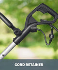 Handle of 12 Amp Corded Electric Lawn Edger And Trencher With Seven Point Five Inch Cutting Blade WG896 showing cord retainer.