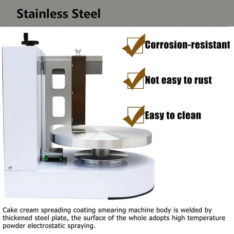 Smooth As Butter Automatic Cake Icing Smoother And No Fuss Cream Spreading Machine With Adjustable Stainless Steel Blades for 4-14 inch cakes.