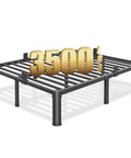 Full Size Metal Platform Bed Frame Standing 14 Inches Tall With Reinforced Steel Slats Built Legit Heavy Duty Crushing Up To 3500 lbs
