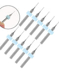 Pro Grade 30 Piece Nozzle Kit And PCB Drill Bit Set for 3D printer unclogging, tungsten bits, blue grips, showing fine tip detail