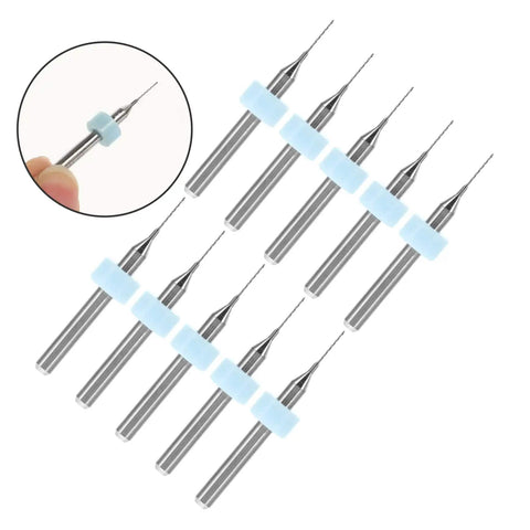 Pro Grade 30 Piece Nozzle Kit And PCB Drill Bit Set for 3D printer unclogging, tungsten bits, blue grips, showing fine tip detail