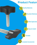 Four Pack Thumb Screws With Stainless Steel Threads And Black Aluminum Knobs For Woodworking And Equipment Assembly image