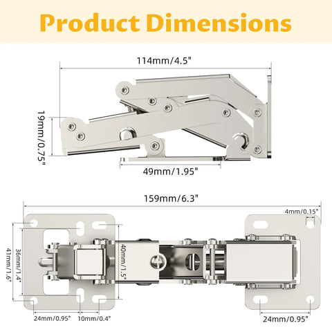 Product dimensions of 2 Pack 170 Degree Soft Close Cabinet Hinges For Corner Cabinets With Adjustable 130 To 170 Degrees