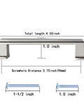Long Cabinet Handle Set 10 Pack Brushed Satin Nickel Die Cast Zinc Solid Metal Drawer Pulls dimensions