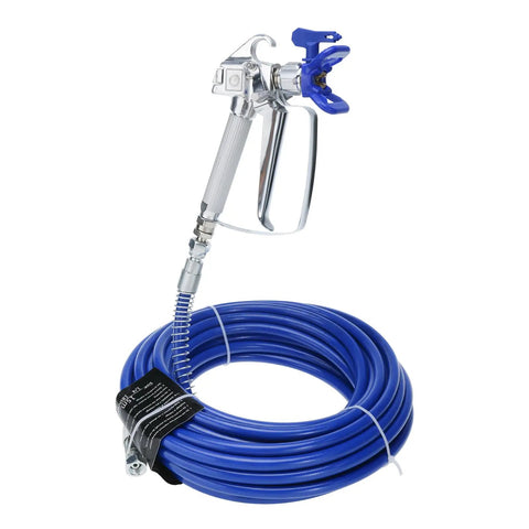 Slick Pro Series Airless Paint Spray Gun Kit Bundled With A Beefy 50 Foot X 1/4 Inch High Pressure Fiber Hose and spray nozzle.