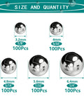 Assorted Bicycle Bearing Balls Set 500 Pieces In Five Sizes From One Eighth To One Quarter Inch AISI 52100 Chrome Steel