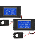Two Pack AC Power Monitor Panel Meter With LCD Display That Reads Voltage Current Power Energy Frequency And Power Factor Includes Split Core CT 80 To 260V 100A Multi Function Digital Ammeter And Voltmeter