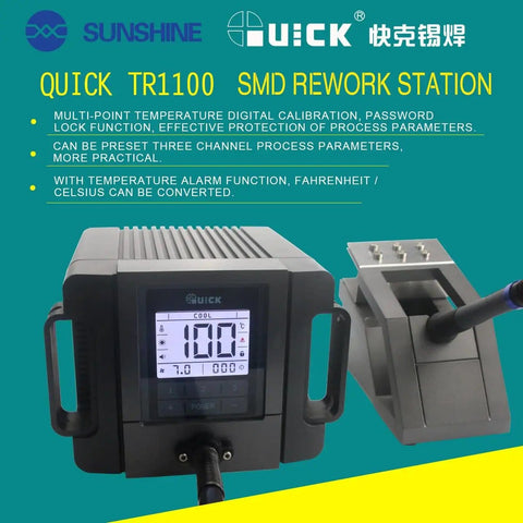 200W Hot Air Soldering Station For SMD Rework And Phone PCB Repair With Silent Twin Stage Brushless Blower on display