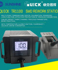 200W Hot Air Soldering Station For SMD Rework And Phone PCB Repair With Pro Grade Digital Temperature Calibration Dual Channel Memory ESD Safe Design Temperature Alarm Celsius Fahrenheit Toggle Quiet Twin Stage Brushless Blower, front view with temperature display and nozzle holder.