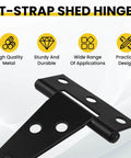 8 Pcs T Strap Gate Hinges Heavy Duty 2 Inch Black Iron Tee Shed Hinges With Mounting Screws for Barn Doors and Fences