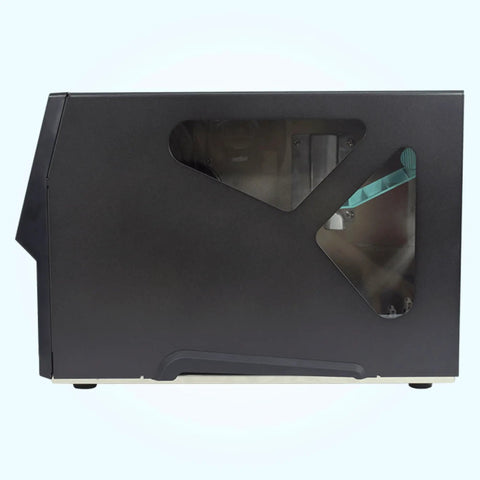 High Speed 203 Dpi Industrial Thermal Label Printer, 4 Inch Width, 7 Ips with transparent design for easy monitoring.