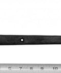 Fleur De Lis Wrought Iron Dummy Strap Hinge 16 Inch Black Decorative Hardware with ruler for size comparison