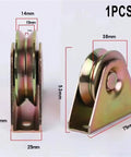 Rock Solid V Groove Track Wheel For Sliding Gate Casters Heavy Duty Steel Roller with pulley dimensions shown.