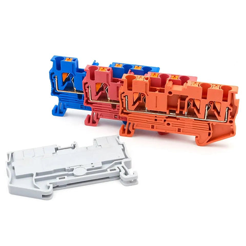 Ten Pack 2.5mm Twin Wire Terminal Block Kit For DIN Rail With Spring Clamp Wiring Blue 10 Pieces Pt 2.5 Twin Electrical Terminal Block