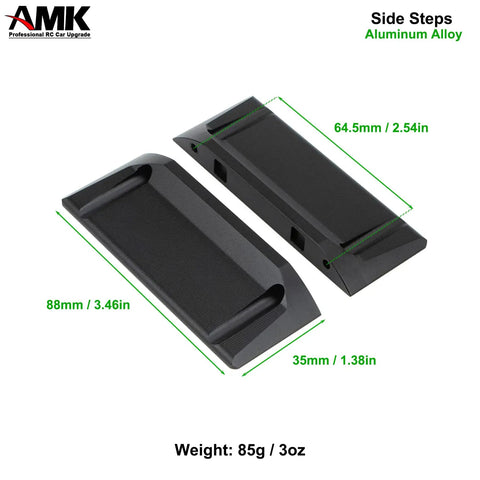 Aluminum alloy side steps for RC car, measuring 88mm x 64.5mm x 35mm, weighing 85g. Ideal for enhancing RC vehicles. 
