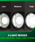 18V MultiVolt Cordless LED Torch Flashlight With 7 Position Adjustable Head Four brightness modes: Low Medium High Strobe