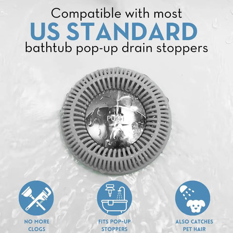 Hair Catcher For Shower Drain And Bathtub - Reusable Silicone Stopper And Strainer for Clog Prevention on pop-up stopper