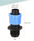 Drip Irrigation Barbed Locking Fittings Pack For 16mm Tubing G1/2 Male Thread PE Plastic 57mm Long 26mm Wide Connector