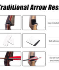 Beaver Hair Arrow Rest Kit For Traditional Bows Four Pack Self Adhesive Stick On Pads shown on longbow recurve bow
