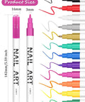 12 Color 3D Nail Art Pen Set For DIY Mani, vibrant ink pens, size 142mm x 16mm, multicolor pen tips, easy to use for designs