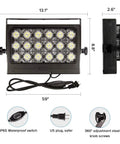 Best Bang For Your Buck 100W LED Flood Light, 10000 Lumens Outdoor Security Light, IP66 Waterproof, Plug In Work Light dimensions