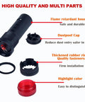 Parts of High-Performance 2-Pack 16mm 12V Intermittent Buzzer with Vibrant Red LED Flash Indicator labeled for features.