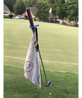V Shaped Golf Club Stand For On Course Gear Keeps Clubs Clean, Dry And Visible, stainless steel holder on fairway