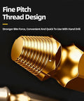 Close-up of titanium-coated HSS drill bit from Six Piece Screw Extractor Set For Damaged Screws Quick Fix Kit showing fine pitch thread design