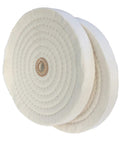 Two Pack Beefy Extra Thick White Cotton Buffing Wheels Eight Inch Diameter with Five Eighth Inch Arbor Hole for Heavy Duty Polishing on Metal and Auto Finishing Projects