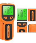 5-in-1 Stud Finder Wall Scanner with LCD Display for Wood Metal AC Wire Detection Deep Scan up to 2.36 Inch(Orange) displaying screen features.