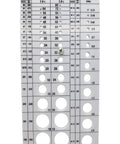 Screw thread gauge card by BCP showing inch and metric sizes, plastic front view