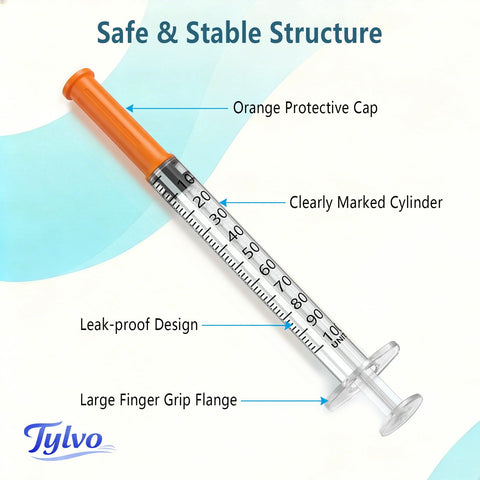 Hella Precise 1ml 29g 1/2 Inch Disposable Syringes Pack Of 25 With Clear Graduations And Leak Proof Design for lab use.