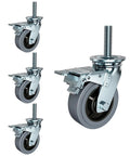 Heavy Duty Rubber Swivel Casters Delivering A Smooth Silent Ride And Rock Solid Parking Brake M20 Threaded Stem set of four with dual brakes