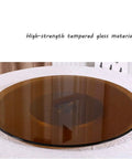 Brown Round Tempered Glass Lazy Susan Turntable for Dining Table with 360 Degree Rotation Smooth Quiet Serving Tray