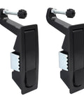 Front view of two Bonsicoky black compression latch locks with raised trigger; zinc alloy, adjustable lever, keyless.