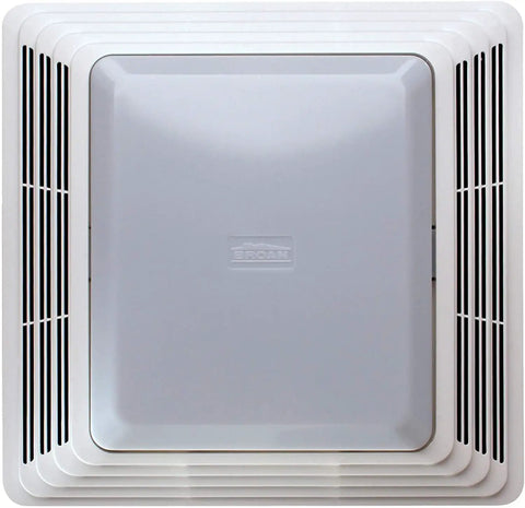 White square grille of Ventilation Fan And Light Combo For Bathroom And Home Keep It Fresh 50 CFM Exhaust 100 Watt Lighting