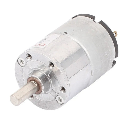 12V DC Gearbox Motor With Beefy High Torque, 380-500 RPM, durable metal and plastic construction for robotics, side view