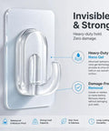 Upgraded Heavy Duty Nano Acrylic Gel Small Clear Adhesive Hooks 36 Pack Damage Free Mini Wall Hangers on smooth surface