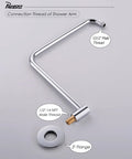 S Shaped Shower Arm Extension With Flange, High Rise 9 Inch Lift And 15 Inch Reach, All Metal 304 Stainless Steel, Chrome Finish.
