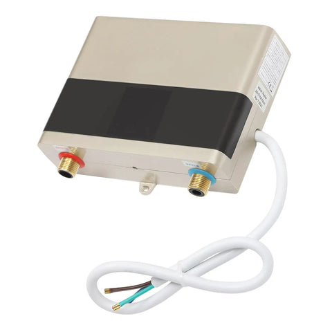 4000W Mini Tankless Water Heater Beats the Cold with Instant Hot Water Delivery, compact electric unit with inlet and outlet connections.