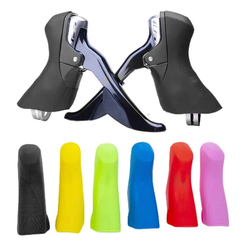 Silicone Hood Covers For Bike Brake Levers And Shifters, Cushy Grip, Black and Multicolor Options, Compatible With Shimano 105 ST Series