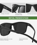 Detailed view of Three Pack Men's Polarized Sunglasses Set For Driving Fishing Golf Lightweight UV Protection Sun Glasses In Black.
