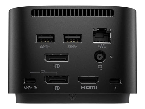 Back view of Smooth Running Thunderbolt 4 Docking Station With Dual Type C And Dual Display Links, showcasing ports.