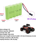 6V 800mAh SM2P Rechargeable RC Battery AA Size with dimensions and SM-2P plug shown with RC vehicle