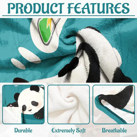 Ultra Soft Fiber Panda Throw Blanket 59x51 Inch All Season Cozy On The Go Napping Companion For Home Office Travel Great Gift