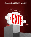 Red LED Exit Sign With Emergency Lights And Backup Battery, Super Bright 200 Lumen Output, Adjustable Side Lights shown in angle view