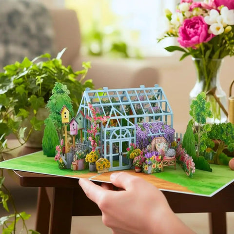 Pop Up Mother's Day Card With 3D Greenhouse Garden Scene That Blooms When Opened, 6x8 Inch Size, Unique Greeting Card For Mom Grandma Wife Women From Daughter Son, Thank You Gift With Envelope