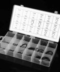 External Circlip Kit 150 Pcs With 18 Sizes 3mm To 32mm Metal Retaining Rings Set In A Plastic Storage Box