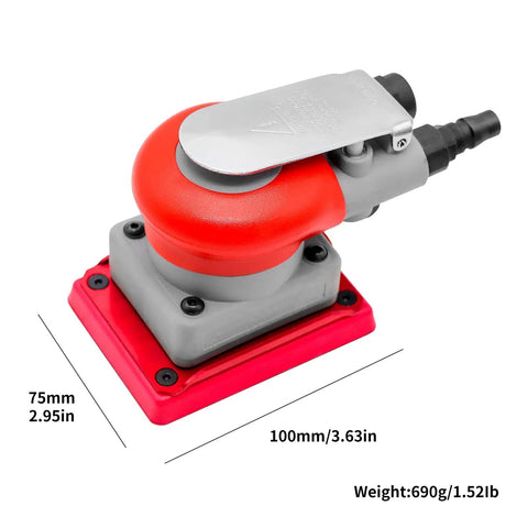 Pneumatic Palm Sander Kit With Random Orbital Action For Auto Body, Car Waxing And Woodworking, Ergonomic Low Vibration Polisher